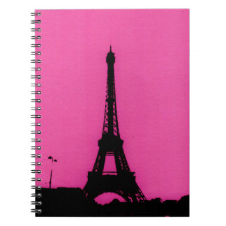 Rosa och svart Eiffel tornanteckningsbok Anteckningsbok
