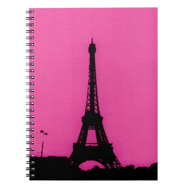 Rosa och svart Eiffel tornanteckningsbok Anteckningsbok (Framsidan)