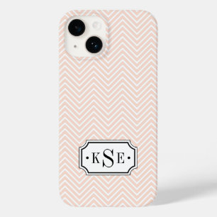Rosa och svart Elegant Chevron Monogram