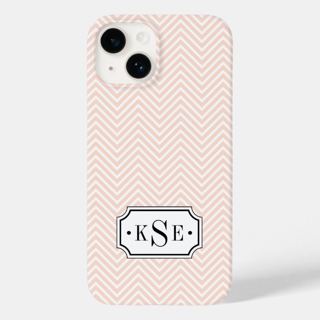  Rosa och svart Elegant Chevron Monogram (Baksida)