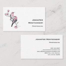 Rosa och svart fåglar vid Träd Gren Visitkort