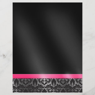Rosa och svart fällare för trendig Damask Reklamblad