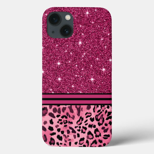 Rosa och svart faux glitter leopard (Baksida)