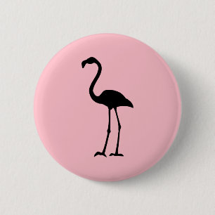 Rosa och svart Flamingo Knapp