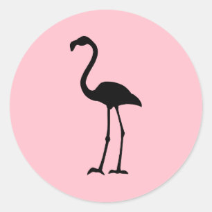 Rosa och svart Flamingo Runt Klistermärke
