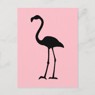 Rosa och svart Flamingo Vykort