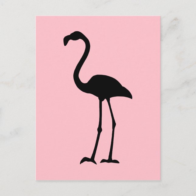 Rosa och svart Flamingo Vykort (Framsida)