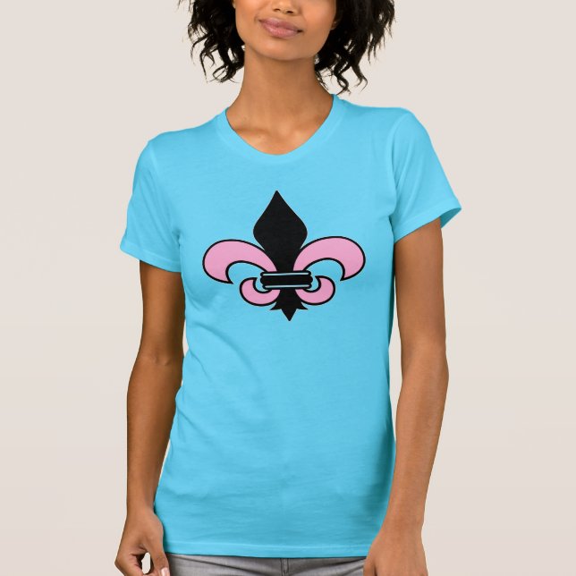 Rosa och svart Fleur-de-Lis Tee Shirt (Framsida)