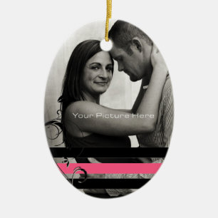 Rosa och svart fotoFörlovning Julgransprydnad Keramik