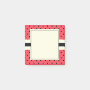 Rosa och svart frukt i Watermelon polka dots Post-it Block
