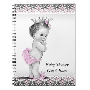 Rosa och svart gästbok för baby shower anteckningsbok