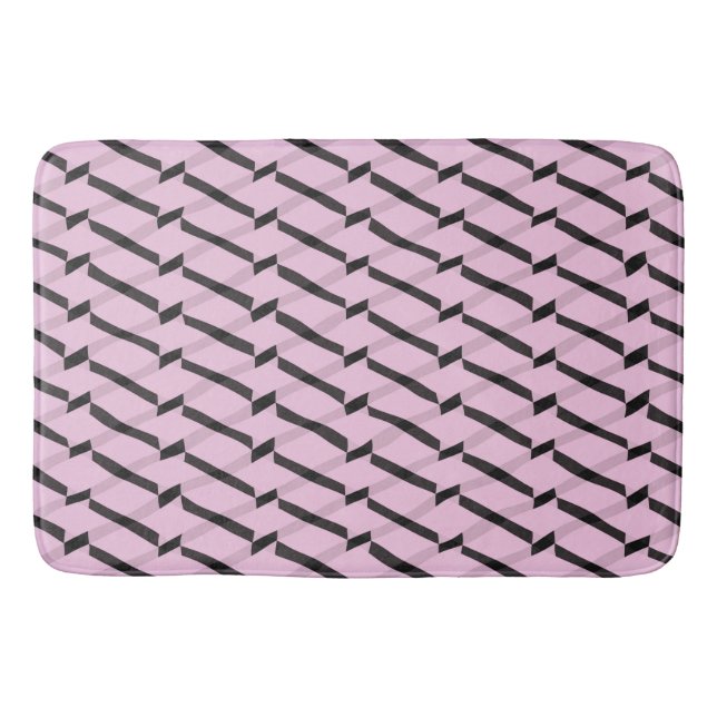 Rosa och svart geometriska Mönster Badrumsmatta (Framsidan)