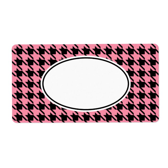 Rosa och svart Gingham-etikett Fraktsedel (Framsidan)