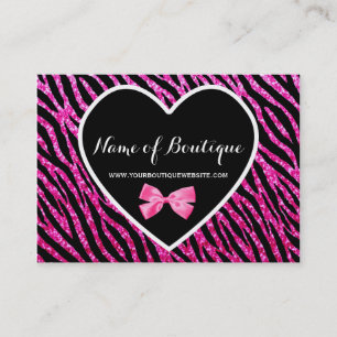 Rosa och svart Glam Zebra FAUX Glitz Boutique Visitkort
