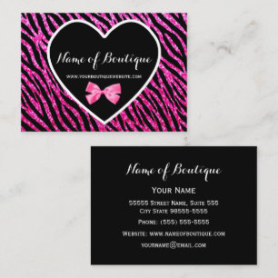 Rosa och svart Glam Zebra FAUX Glitz Butik Visitkort