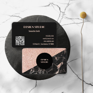 Rosa och svart Glitter Glam Visitkort