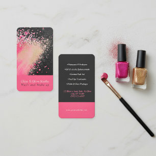 Rosa och svart Glitter-platter Visitkort