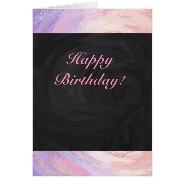 Rosa och svart Grattis på födelsedagen Hälsningskort (Framsidan)