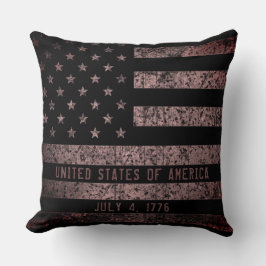 Rosa och svart Grunge Vintage American Flagga Kudde