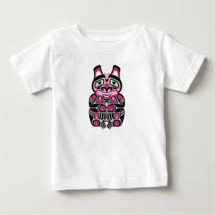 Rosa och svart Haidaandebjörn på svart T Shirt