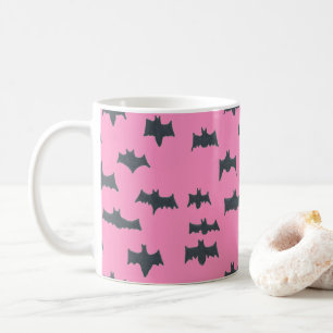 Rosa och svart Halloween-Fladdermöss Kaffemugg