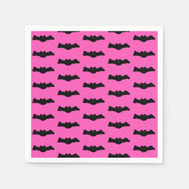 Rosa och svart Halloween-Fladdermöss Pappersservett