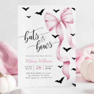Rosa och svart Halloween-inbjudan till baby shower Inbjudningar