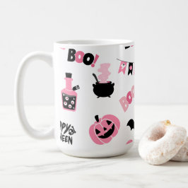Rosa och svart Halloween Kaffemugg