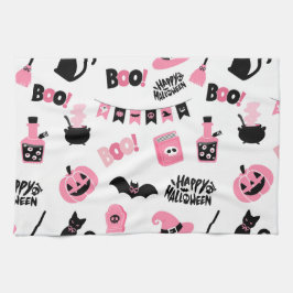 Rosa och svart Halloween Kökshandduk