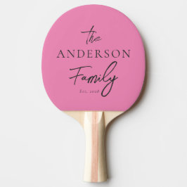 Rosa och svart handskrivet familjenamn pingisracket