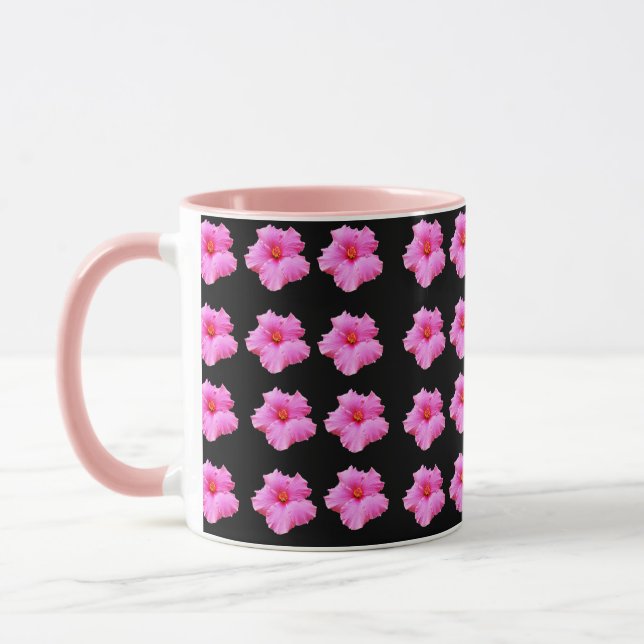 Rosa och svart Hibiscus Flower, Combo Coffee Mugg (Vänster)