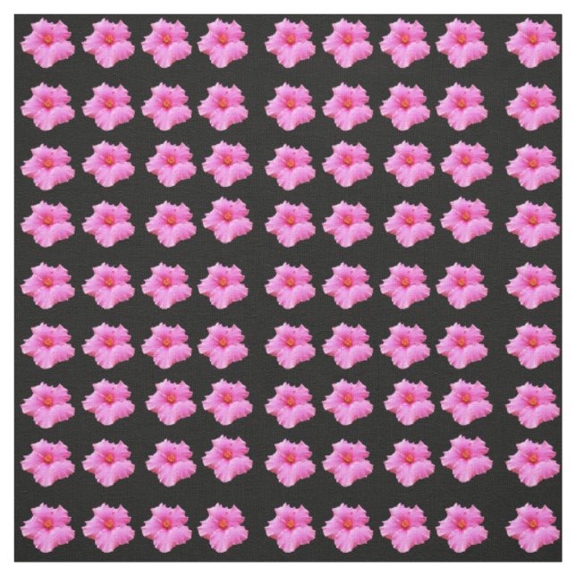 Rosa och svart Hibiscus Flower Cotton Material Tyg (Provkarta)