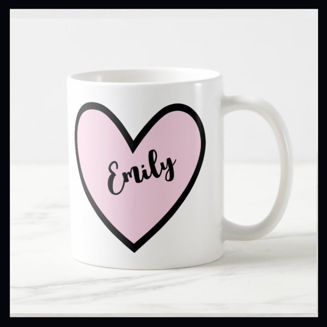 Rosa och svart hjärta kaffemugg (Skapare uppladdad)