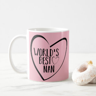 Rosa och svart hjärta - världens bäst Nan - mor Kaffemugg