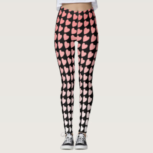 Rosa och svart hjärtmönster gradient flickaktig leggings