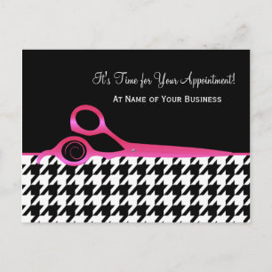 Rosa och svart Houndstooth Salon Möte Vykort