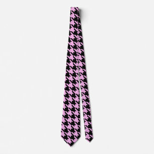 Rosa och svart Houndstooth Slips
