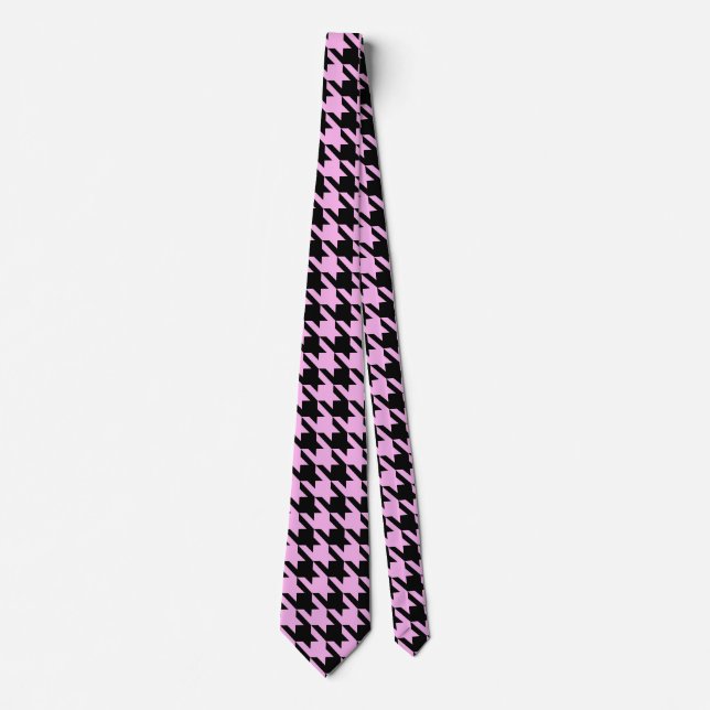 Rosa och svart Houndstooth Slips (Framsida)
