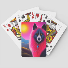 Rosa och svart Hund Casinokort