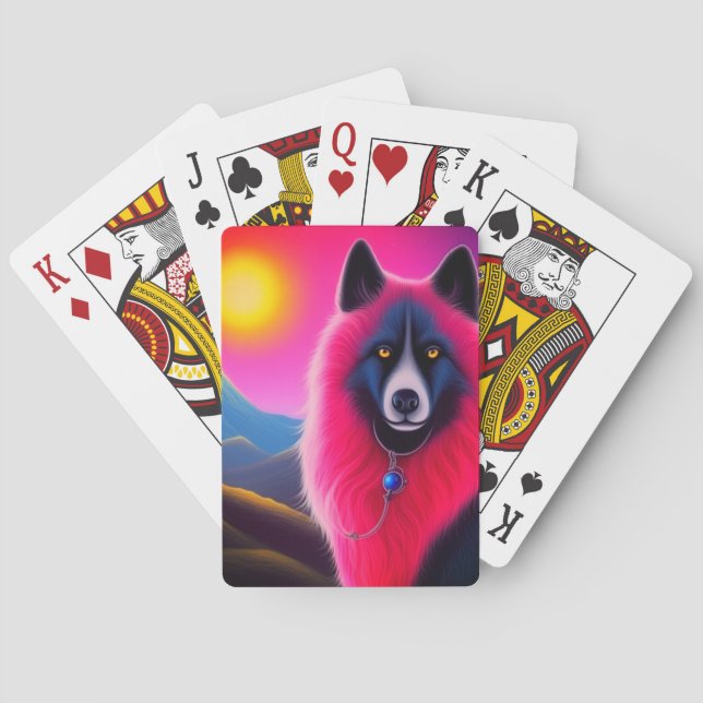 Rosa och svart Hund Casinokort (Baksidan)