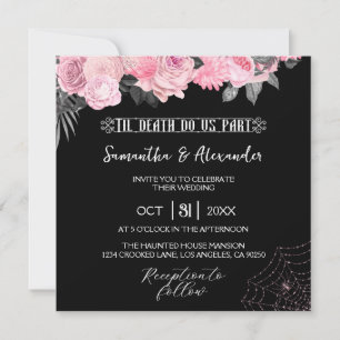 Rosa och svart inbjudan till Gothic Wedding