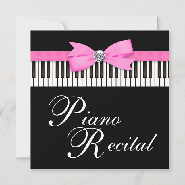 Rosa och svart inbjudan till skäl Piano Nycklar (Framsida)