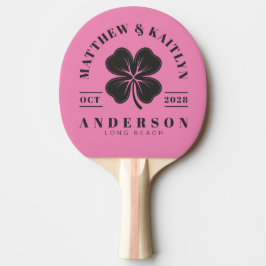 Rosa och svart irländsk klöverbröllopskam pingisracket