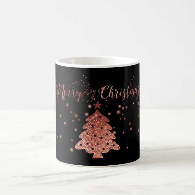 Rosa och svart julklapp kaffemugg (Center)