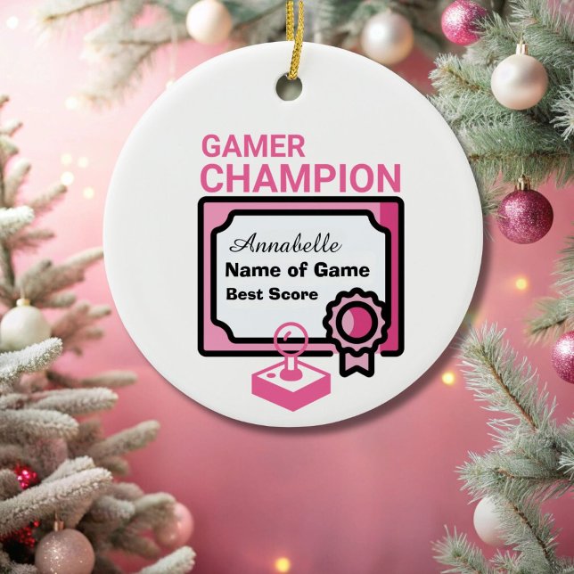 Rosa och svart jultävling julgransprydnad keramik (Skapare uppladdad)