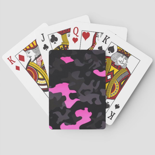 Rosa och svart kamouflage casinokort (Baksidan)
