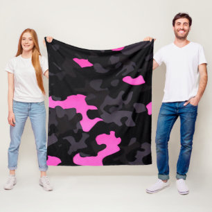 Rosa och svart kamouflage fleecefilt