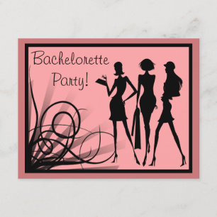 Rosa och svart klänningSilhouetteBachelorette Inbjudningar