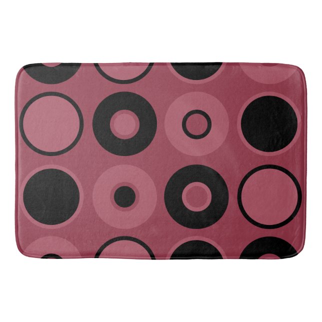 Rosa och svart kretsar badrumsmatta (Framsidan)