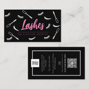 Rosa och svart lash Eyelash Extensions makeup Visitkort